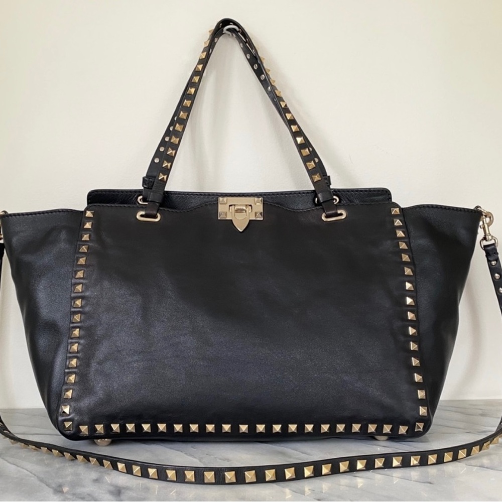 Valentino Medium Rockstud Tote - black leather - like new - purchased from Saks